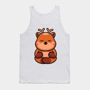 Cute baby deer meditation cartoon Tank Top